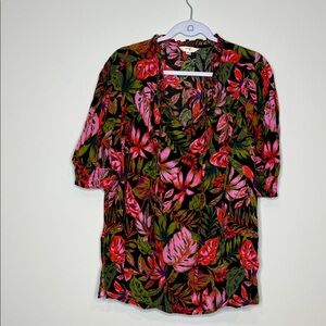 Terra & Sky Vibrant Floral Blouse